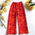 thumbnail image 5 of IYYVV Flannel Halloween Pajama Pants for Women Pumpkin Ghost Print Pjs Pants Fall Winter Soft Loungewear Bottoms Deep Red 2XLL, 5 of 6