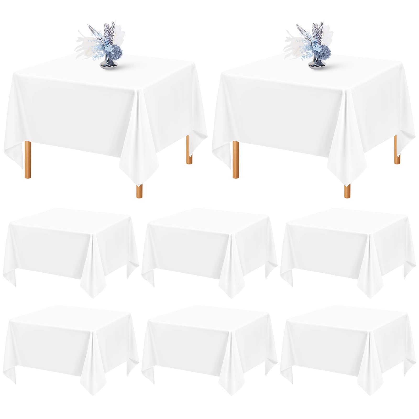 8 Pack White Square Tablecloth 52 x 52 Inch Square Table Cloth,Wrinkle