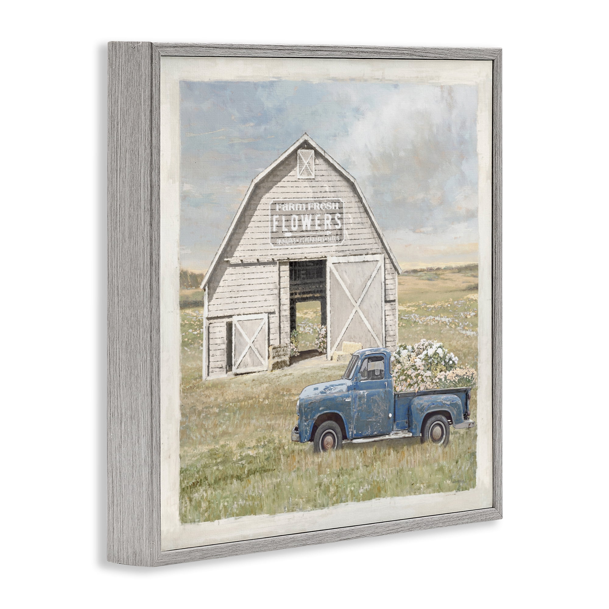 Stupell Industries Rustic Flower Barn Gray Framed Giclee Art, design by Amber Sterling