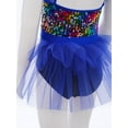 thumbnail image 6 of YiZYiF Girls Sparkly Sequins Mesh Splice Jazz Latin Dance Leotard Ballet Gymnastics Skating Bodysuit Royal Blue 14, 6 of 6