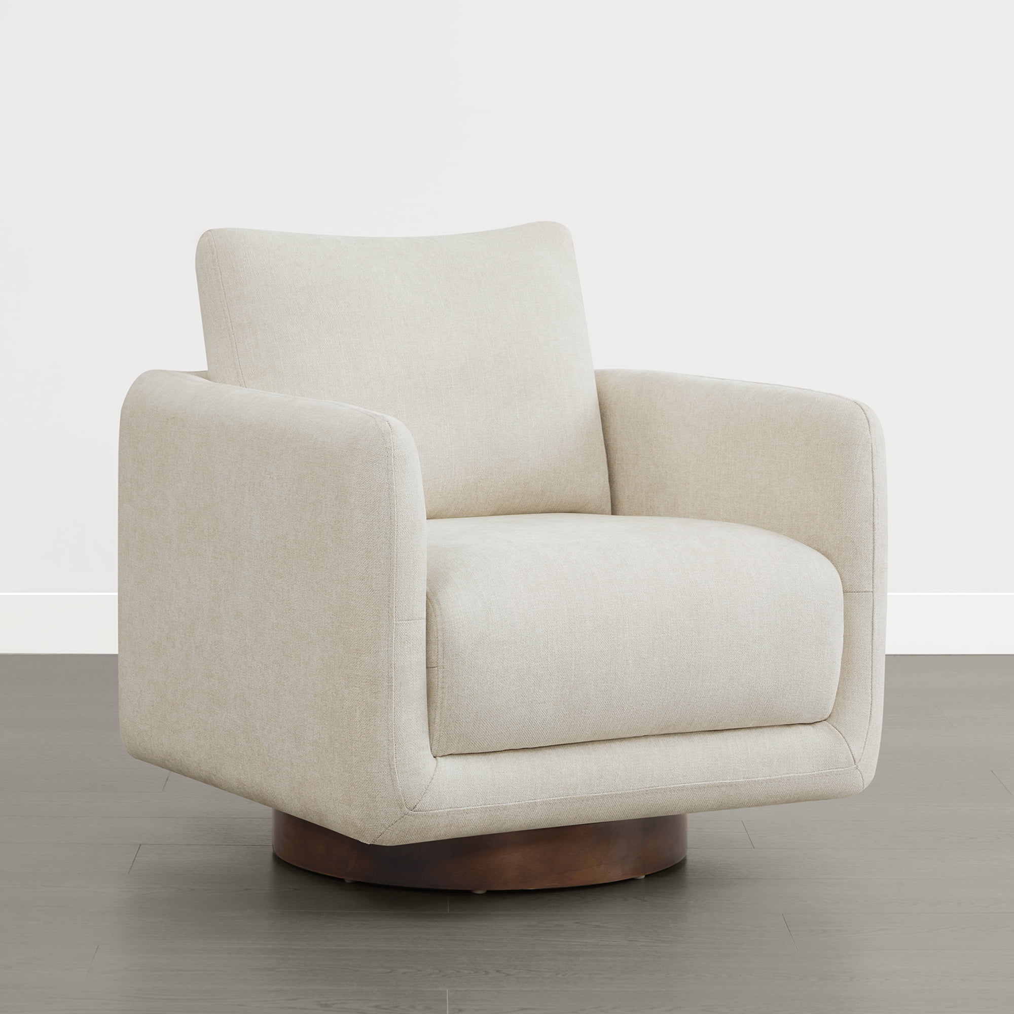 Spruce & Spring Upholstered Swivel Accent Chair with Back Cushion Single, Linen