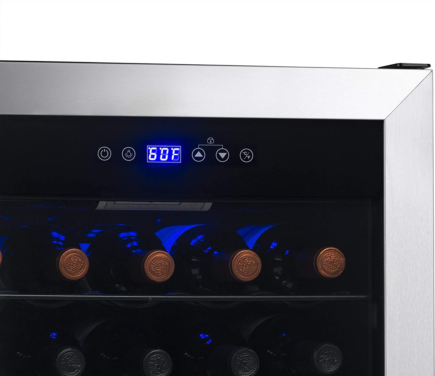 Restored Newair NWC023SS00-RB Freestanding Wine Fridge with Digital Thermostat, 23 Bottles, Stainless Steel (Refurbished)