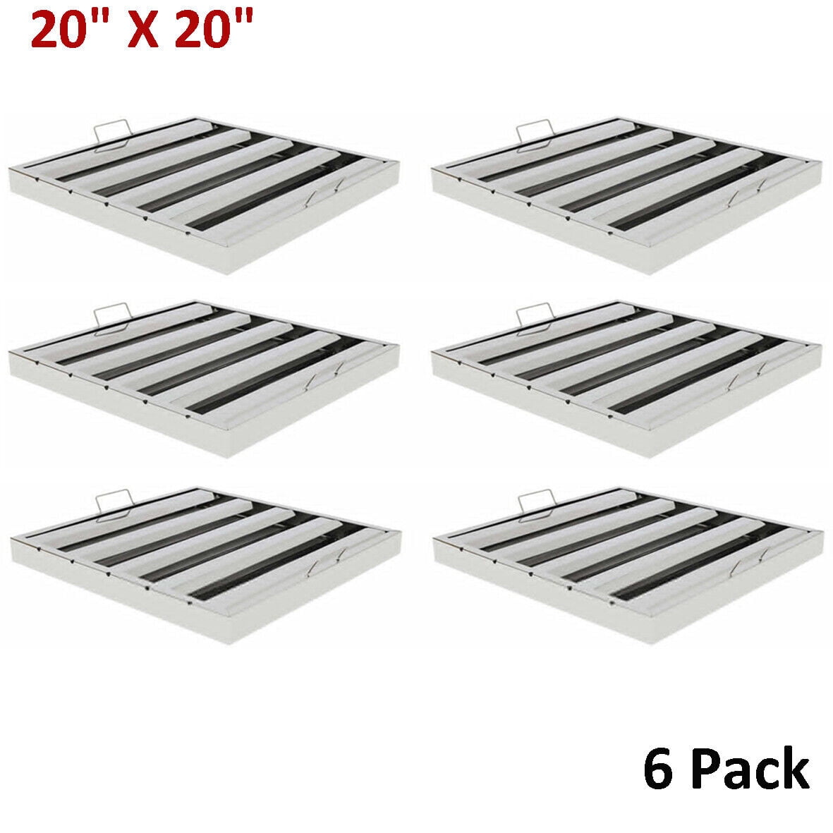 6 Pack 20"X20" Hood Filters Commercial Stainless Steel Hood Grease Filter Baffle