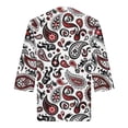 thumbnail image 3 of qILAKOG Womens Blouses 3/4 Sleeve Summer Ethnic Floral Slim Cute Tops V Neck Slim Fit Half Sleeve Tshirts Shirts Spring Tops Womens Fall Pullover Tops, Wine&L, 3 of 4