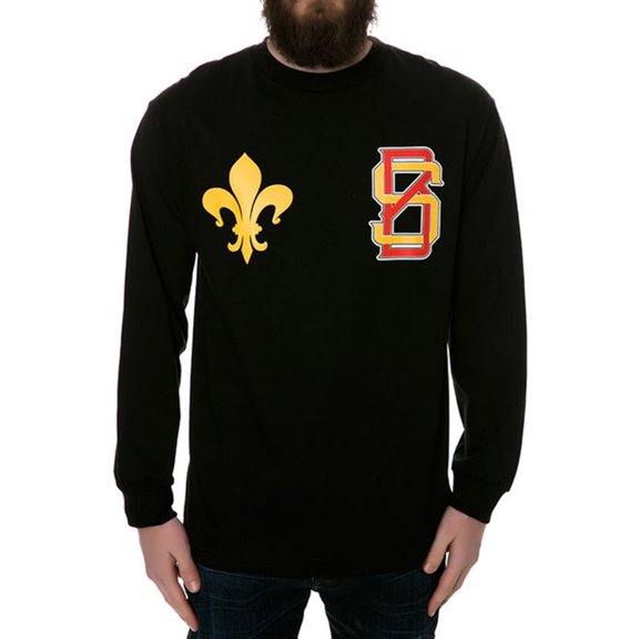 Black Scale Mens The Saint Varsity LS Graphic T-Shirt, Black, X-Large