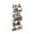 thumbnail image 2 of ModFusion White 5-Tier Bookshelf with Metal Frame, 70.5” Tall S-Shape Bookcase, 2 of 10