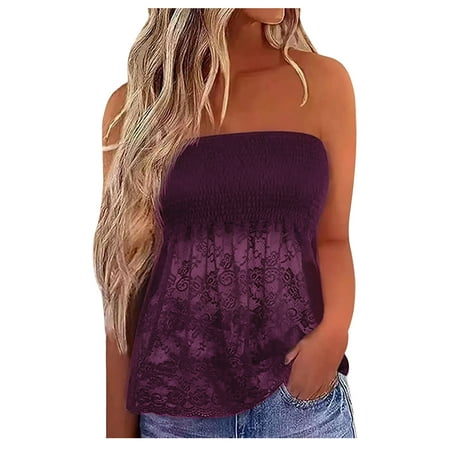 

BVnarty Juniors Going out Tops Vintage Corset Summer Crop Tops Strappy Bandeau Bra Tanks Lace Camisole Spaghetti Strap Cami Soft Comfy Cami Vacation Ladies Travel Clothes Longline Bralette Purple XL