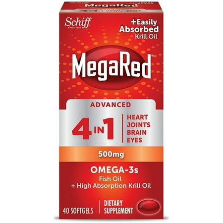 2 Pack Schiff Megared Advanced 4 In1 500 Mg Omega 3 Supplement 40 Ea