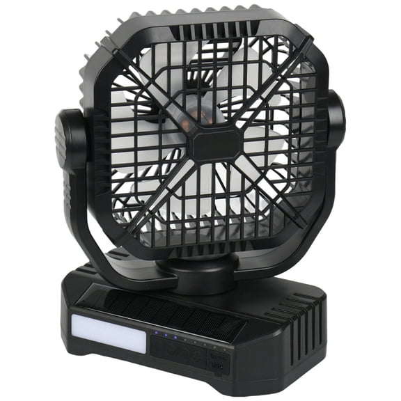 Portable Solar Fan with LED Lantern, 10400mAh Rechargeable Camping Fan, 7W 8-Inch for Tent, Hiking, Emergency