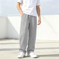 thumbnail image 2 of Boys Sweatpants Elastic Waist Loose Straight Leg Sweat Pants with Pockets Solid Color Casual Workout Joggers Pants 5-15 Years, 2 of 10