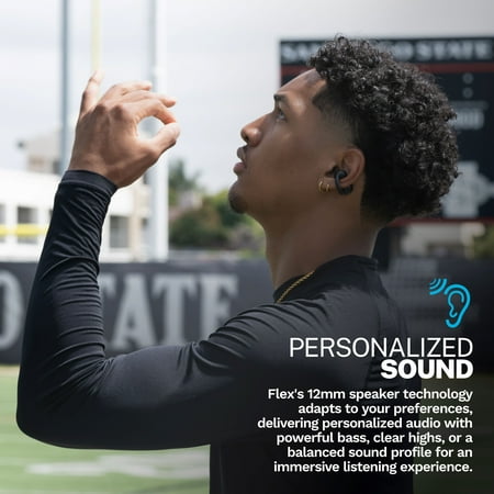 JLab Flex Open Earbuds, Black, Open-Ear Clip Design, 21  Hr Playtime, IPX4, Multipoint, Clear Calls, Fast Pair