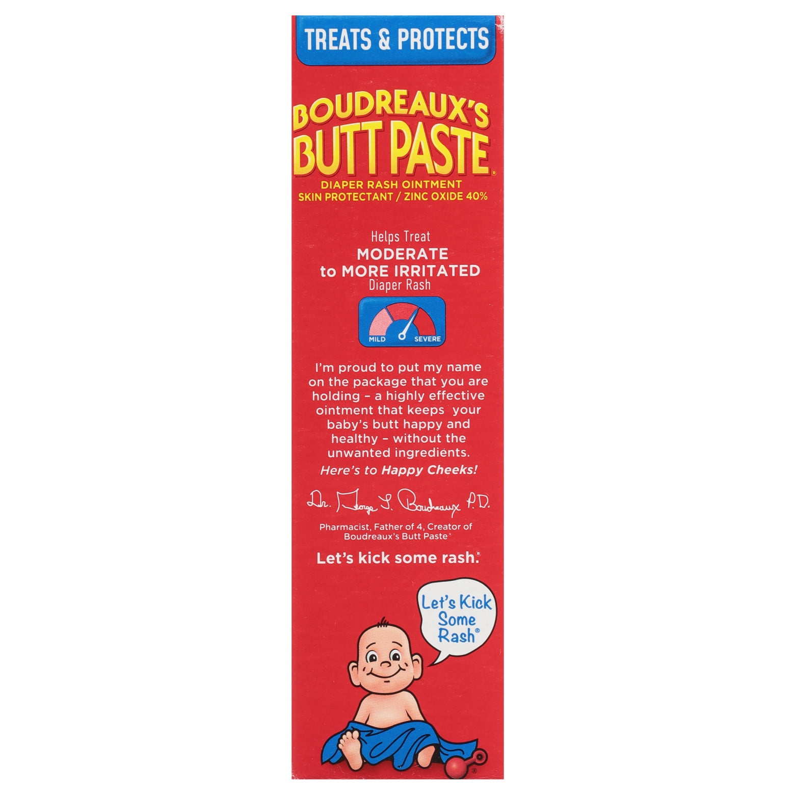 Boudreaux's Butt Paste Maximum Strength Diaper Rash Cream, Ointment for Baby, 4 oz Tube