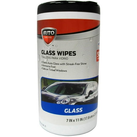 Auto Drive Auto Glass Wipes, 50 Count