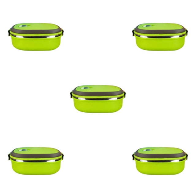 Billuyoard Fiambrera de acero inoxidable segura para aislamiento térmico, fiambrera rectangular de una sola capa para alimentos y salud Type2 NO2