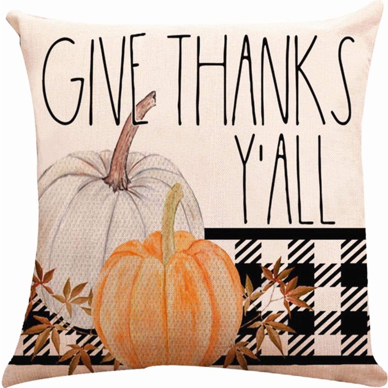 Set of 4 Fall Pillow Covers 18x18 Inch Thanksgiving Throw 18*18 inch Y-fall  09