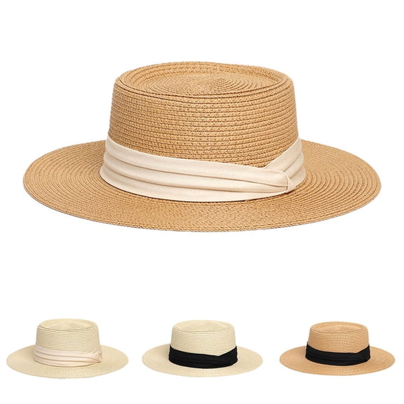 LRen Tea Party Hats for Women Stylish Paper Straw Bucket Hat for Women Summer Casual Beach Dress Accessory With Wide Brim Sun BG1