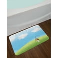 thumbnail image 2 of Cartoon Bath Mat, Happy Girl Chasing Butterflies with Net in Spring Meadow, Plush Bathroom Decor Mat with Non Slip Backing, 29.5" X 17.5", Pale Sky Blue Lime Green, by Ambesonne, 2 of 2