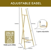 G TALECO GEAR Gold Easel Stand for Sign, Picture Display Stand, Art Easel for Painting, Wedding, Poster, Lightweight Metal, Adjustable 3-Tier, 53.6in
