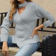 thumbnail image 4 of Qetyuw Criss Cross Wrap Sweater for Women Cut Out Mock Neck Long SLeeve Pullover Jumpers Solid Color Casual Sweaters, 4 of 4