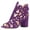 Purple, variant on YDN Women Unique Peep Toe Chunky Mid High Heels Ankle Boots Cutout Design Back Zippers Booties Casual Dress Party Daily Shoes Size 7 Red
