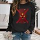 thumbnail image 4 of Gibobby Sudadera con forro polar Mujer Sudadera con capucha holgada de cuello redondo para mujer, estampado de moda para adelgazar y reducir la edad, sudadera con capucha de m(Negro, L), 4 of 5