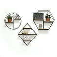 thumbnail image 3 of InPlace Shelving, 18.9Wx3.9Dx16.6H Metal 3-Tier Hexagon Wall-Mounted Rustic Shelf, Oak, 3 of 5