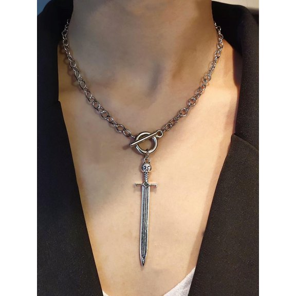 QQTDFG Sword Charm OT Buckle Necklace for Women Jewelry for Women Gift for Her Necklace-default