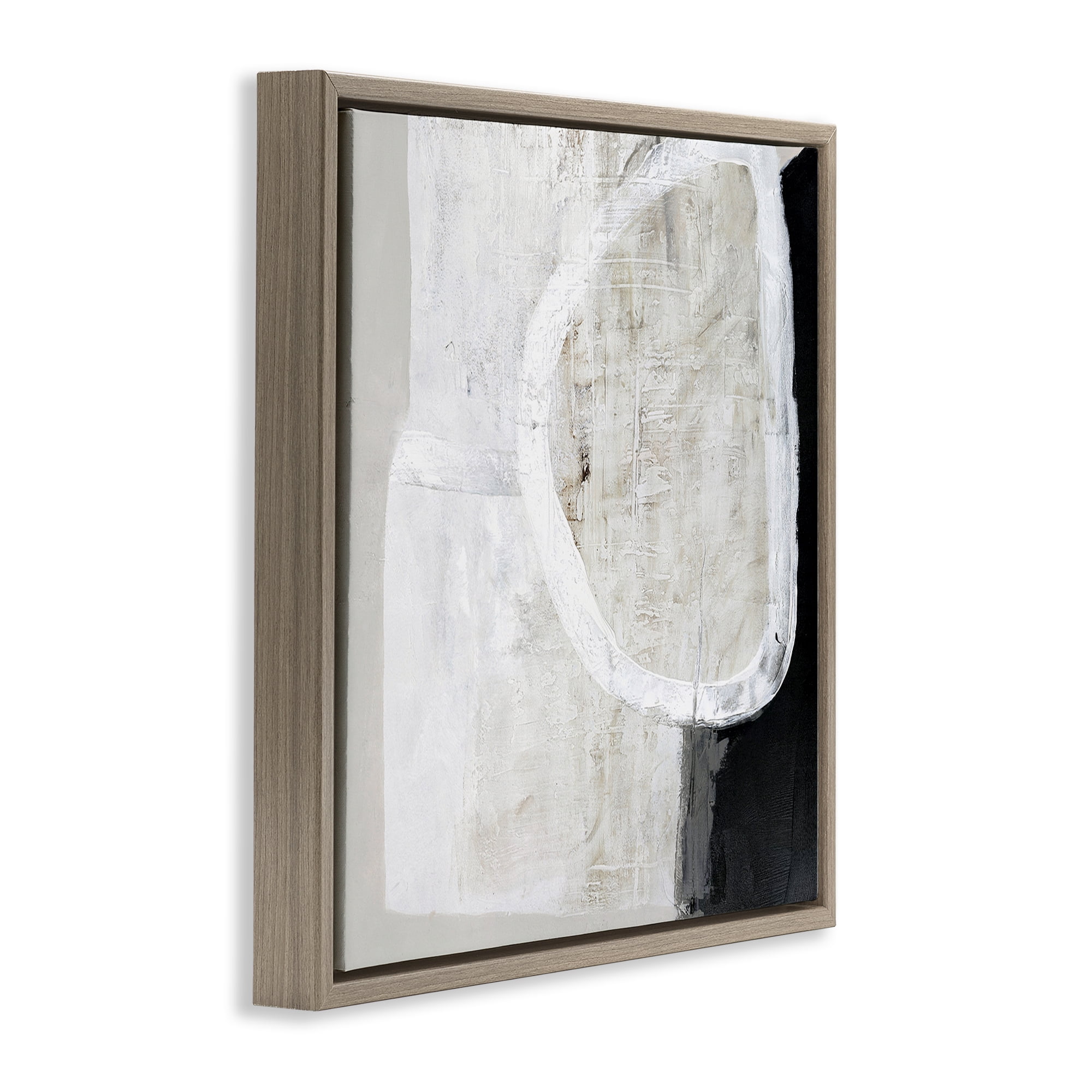 Stupell Industries Modern Neutral Abstraction Abstract Painting Brown Floater Framed Canvas Art Print Wall Art, 18 x 18