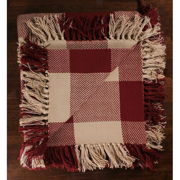 Heritage House Check Red Afghan - Home Collections by Raghu