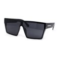 thumbnail image 2 of Womens Oversize Flat Top Shield Rectangle Hard Diva Sunglasses All Black, 2 of 4