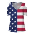 thumbnail image 4 of IROINNID 4th of July T-Shirt For Women Summer Casual Strapless Blouse Top V-Neck Women Tops Independence Day, 4 of 5