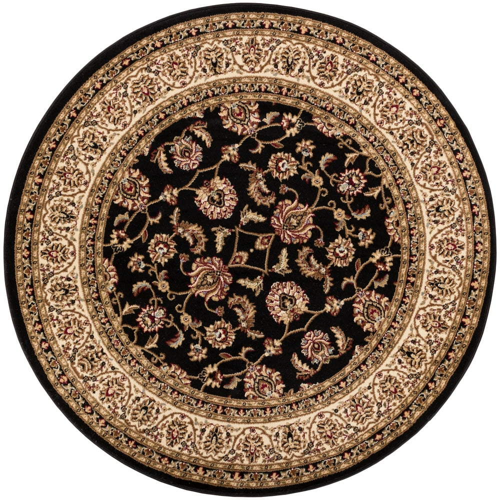 Well Woven Barclay Sarouk Traditional Oriental Black 5'3" Round Area