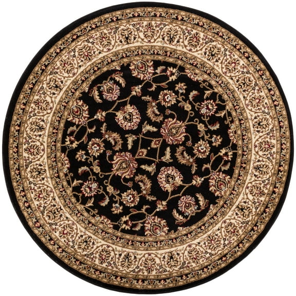 Noble Sarouk Persian Floral Oriental Formal Traditional Area Rug 5'3" Round Easy to Clean Stain Fade Resistant Shed Free Modern Contemporary Transitional Soft Living Dining Room Rug