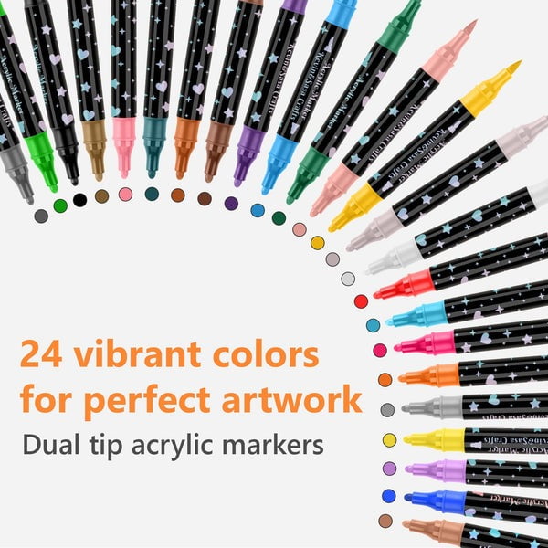 Vggrvlo 72 Colors Dual Markers Waterproof, Non-Toxic, odorless, Suitable for Paper, Pottery, Stones, Backpacks, Glass