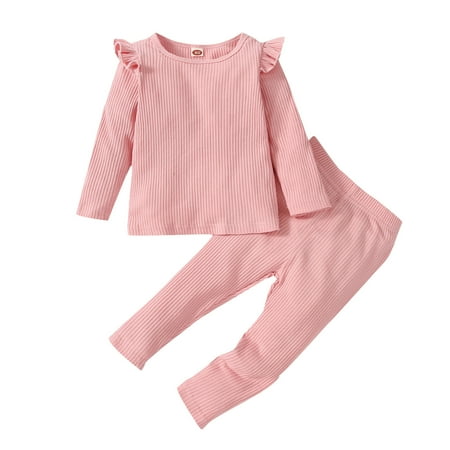

WZHKSN Baby Girls Kids Toddler Casual Clothes Suits New 2Pc Clothes Set Pink