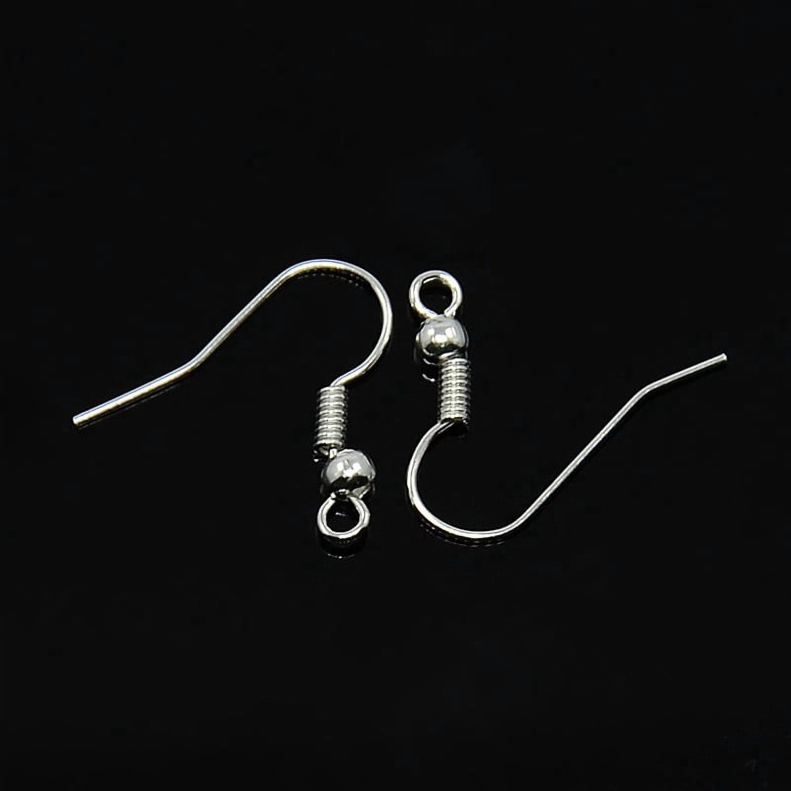 Iron Earring Hooks Ear Wire with Horizontal Loop Cadmium Free Lead Free Silver 17~19x0.8mm Hole: 2mm 22 Gauge Pin: 0.6mm