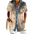 thumbnail image 2 of Vmvidoty Women's Waffle V Neck Blouse Short Sleeve Fitted Summer Basic Tops Khaki 2XL, 2 of 5