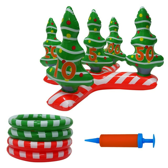 Christmas Ring Toss Toy Santa Xmas Tree Inflatable Toss Game Pool Ring Toss Game
