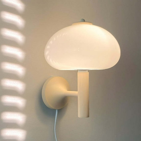 Arturesthome Cute Cream Mushroom Glass Wall Light For Bedroom
