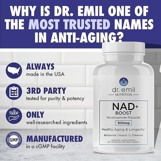 DR. EMIL NUTRITION NAD + Boost, NAD supplement, 30 Count, 30 Servings