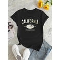 thumbnail image 2 of Camiseta para mujer con Cuello de veranoWomen's California Los Angeles Graphic T-Shirt - Black Casual Crew Neck Short Sleeve Tee with Mountain & Sun Design, Comfortable Summer Top for Casual AttireF, 2 of 7