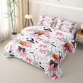 thumbnail image 3 of Manfei Halloween Ghost Stars Quilt Full for Girls, Pink White Pumpkin Bow Full Bedspread Sets, 3 of 7