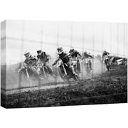 wall26 Canvas Print Wall Art Black & White Motorcycle Racers Sports Athletes Photography Realism Contemporary Scenic Urban Multicolor Ultra for Living Room, Bedroom, Office - 12"x18"