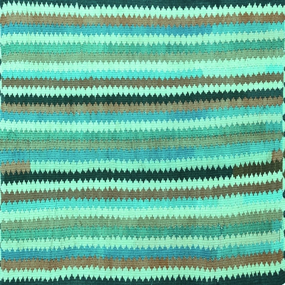 Ahgly Company Machine Washable Indoor Square Southwestern Turquoise Blue Country Area Rugs, 7' Square