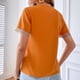thumbnail image 4 of Camisa de mujer con cuello en V, manga corta, encaje guipur, blusa informal de poliéster para oficina en casa, 4 of 6