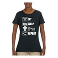 thumbnail image 2 of Eat Sleep Pray Repeat for Christians Faith | Womens Inspirational/Christian Graphic T-Shirt, Black, Small, 2 of 3