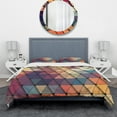 thumbnail image 3 of Designart '3D Diamond Shaped Geometry in Blue, Orange and Purple' Modern & Contemporary Duvet Cover Set, 3 of 4