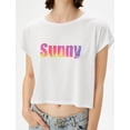 thumbnail image 5 of Short Sleeve Crew Neck Printed Crop T-Shirt, 5 of 6