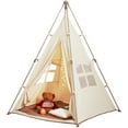 thumbnail image 3 of KFFKFF Kids Play Tent Teepee Tent for Kids Foldable Toddler Tent with Mat and Bag, 3 of 9