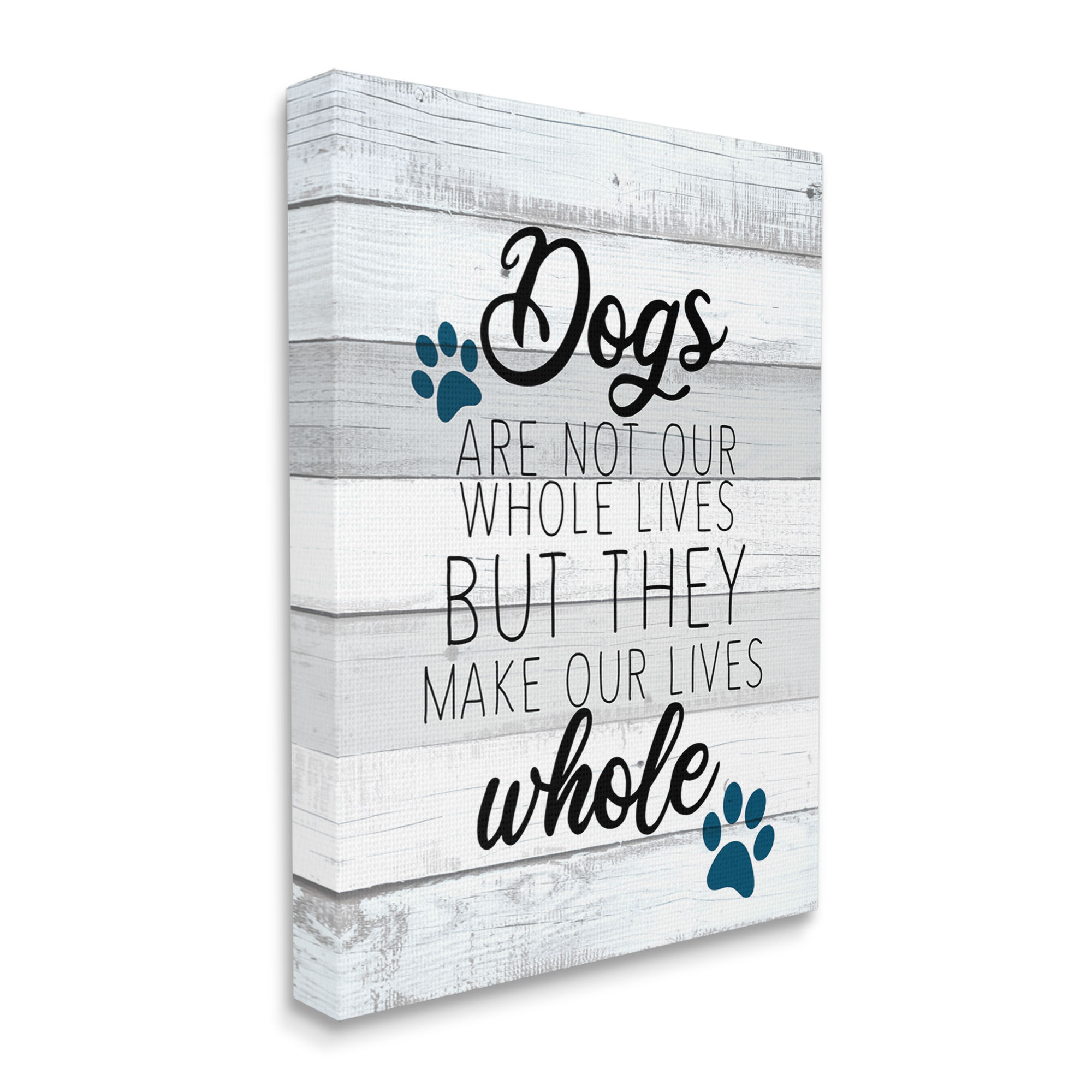 Stupell Industries Dogs Make Our Lives Whole Paw Icon Striped Backdrop,30 x 40, Design by Kim Allen
